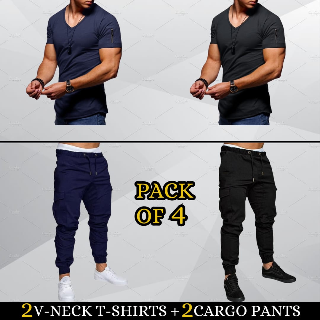 (2 V-Neck Shirts + 2 Cargo)