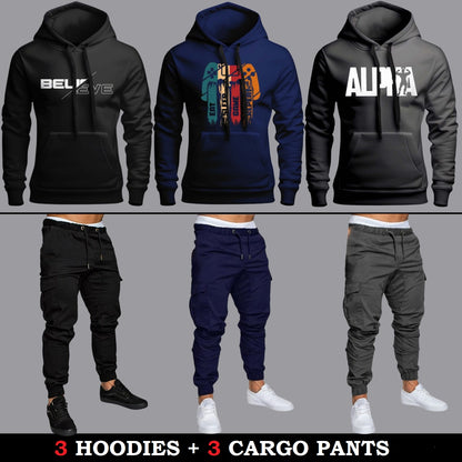(3 Hoodies + 3 Cargo Pants)