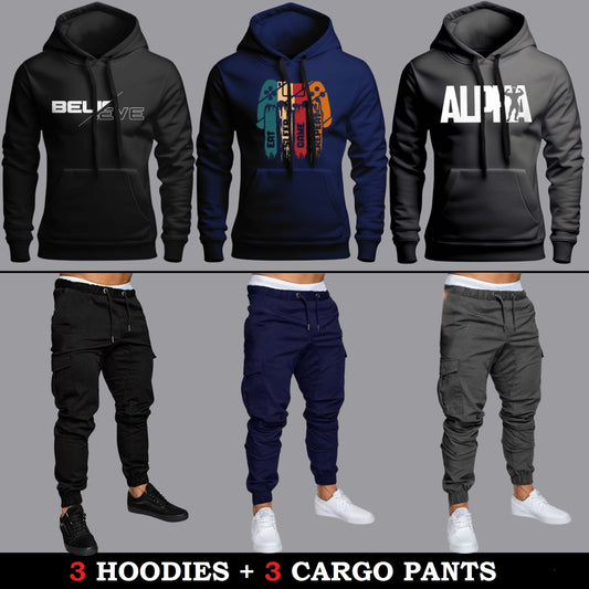 (3 Hoodies + 3 Cargo Pants)