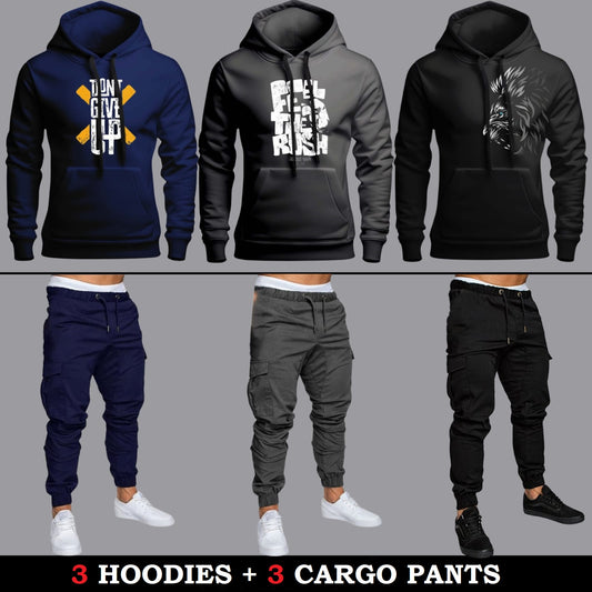 (3 Hoodies + 3 Cargo Pants)