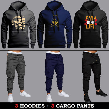 (3 Hoodies + 3 Cargo Pants)