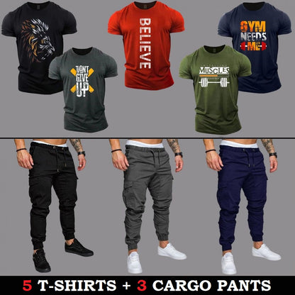 (5 T-Shirts + 3 Cargo Pants)