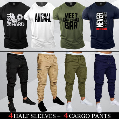(4 Printed T-Shirts + 4 Cargo)