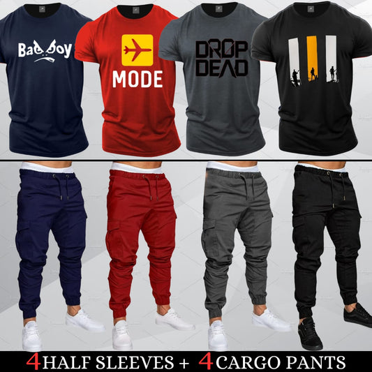 (4 Printed T-Shirts + 4 Cargo)