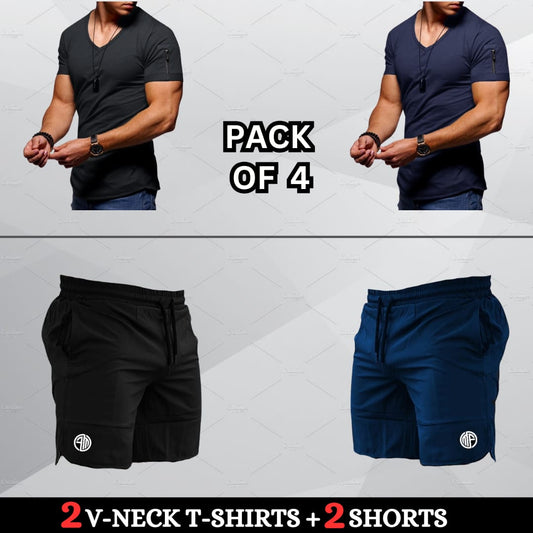 (2 V-Neck Shirts + 2 Shorts)