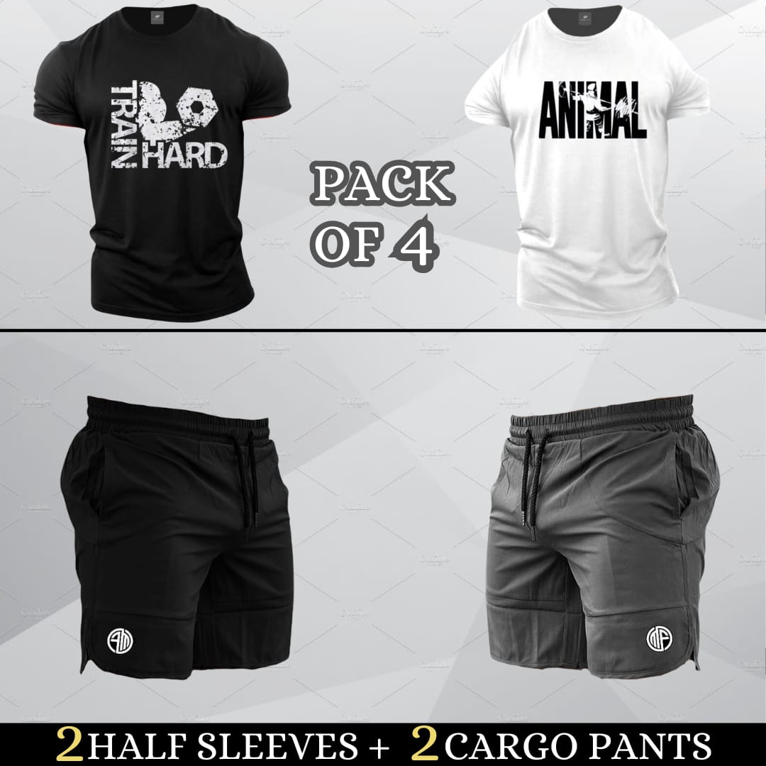 (2 Casual T-Shirts + 2 Shorts)