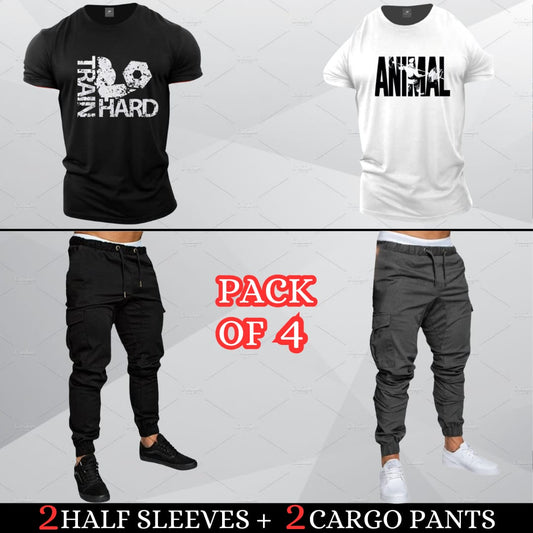 (2 Casual T-Shirts + 2 Cargo)