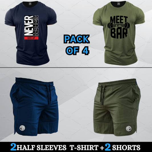 (2 Casual T-Shirts + 2 Shorts)