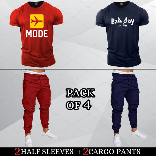 (2 Casual T-Shirts + 2 Cargo)