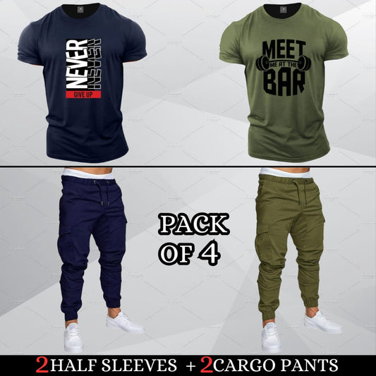 (2 Casual T-Shirts + 2 Cargo)