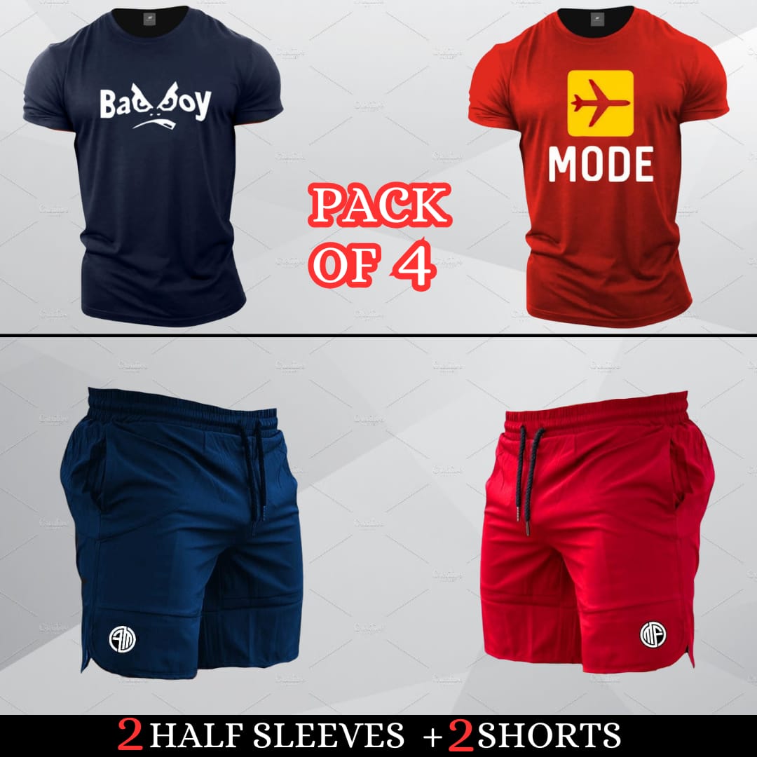 (2 Casual T-Shirts + 2 Shorts)