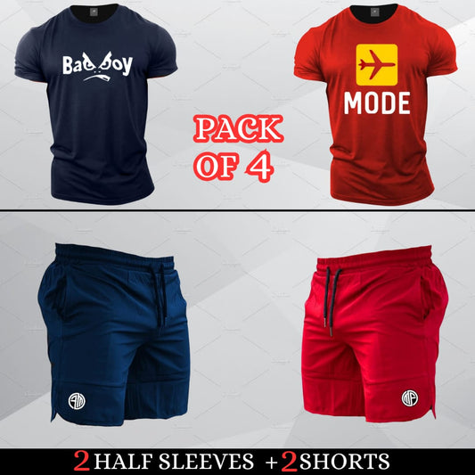 (2 Casual T-Shirts + 2 Shorts)