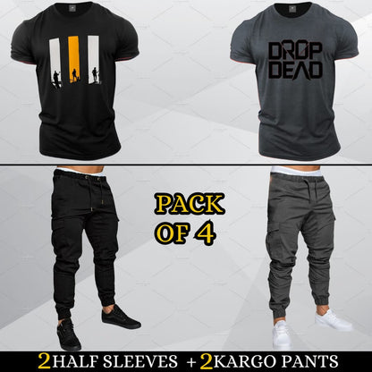 (2 Casual T-Shirts + 2 Cargo)