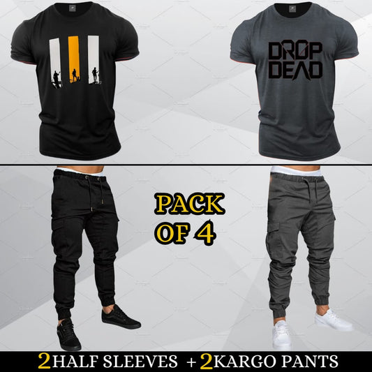 (2 Casual T-Shirts + 2 Cargo)