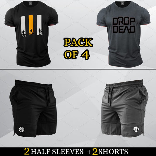 (2 Casual T-Shirts + 2 Shorts)
