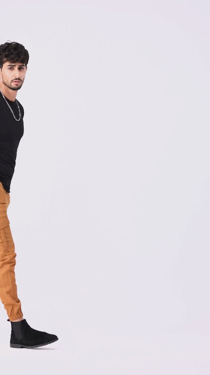 Beige Cargo Cotton Pant