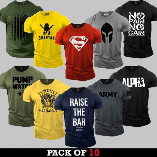 10pcs - Printed Half Sleeves T-Shirts